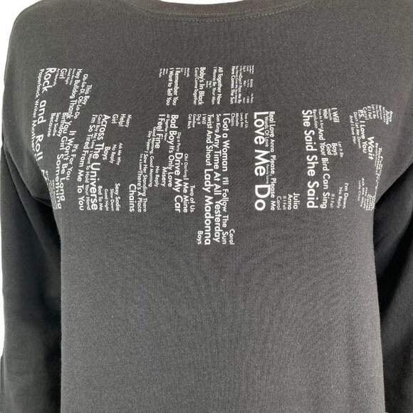 The Beatles Sweat Shirt Womens XS Black White Spell out Stretch - Picture 4 of 8